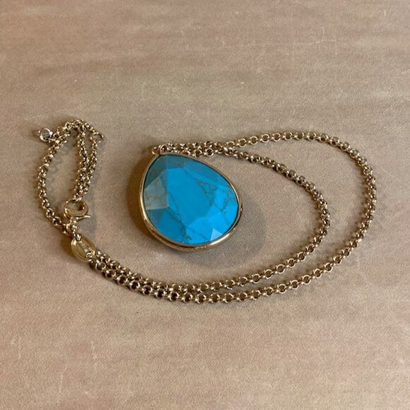 0070 Fossil Brand Teardrop-Shaped Dyed Howlite Faceted Pendant EUC - Picture 5 of 6